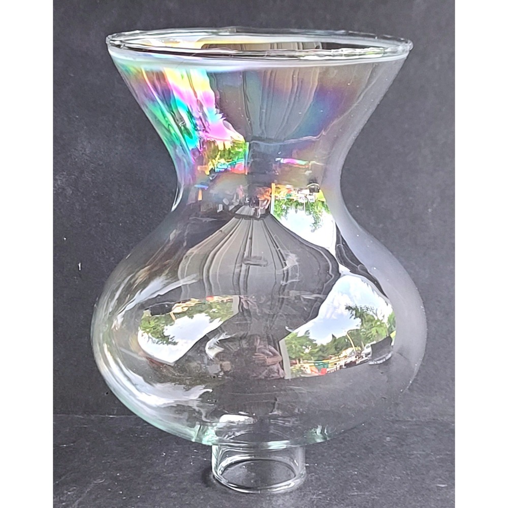 VTG Hourglass Clear Glass Hurricane Lamp Shade Chimney Replacement 1.25" Fitter